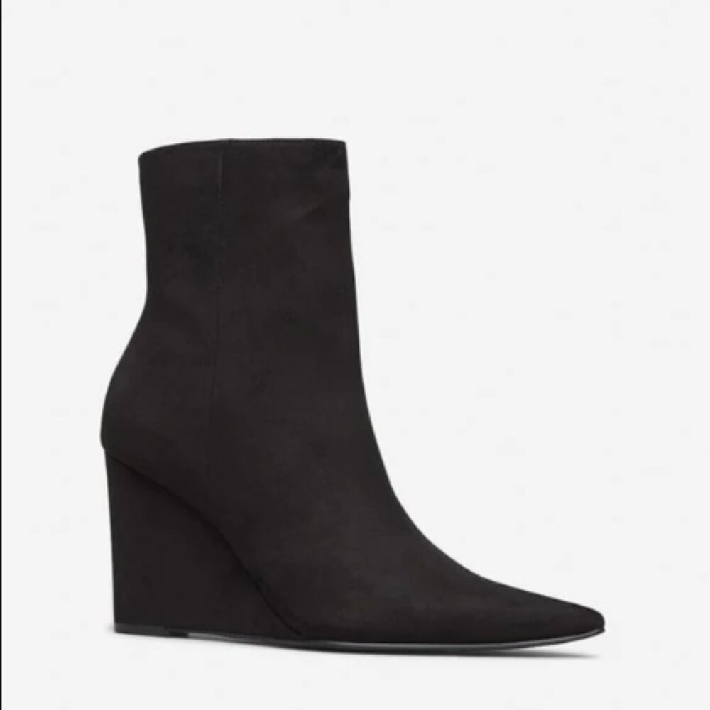 Black wedge booties